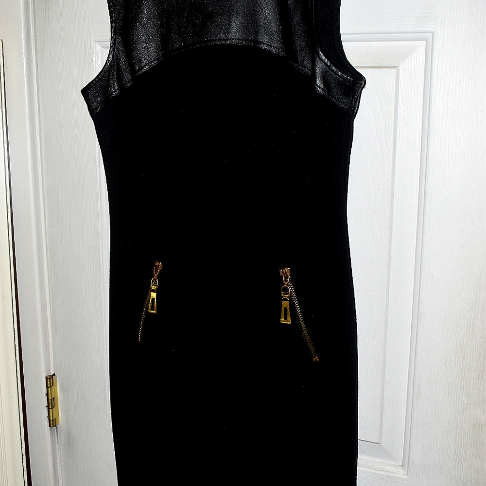 Black Dress with Gold Accent Zippers
